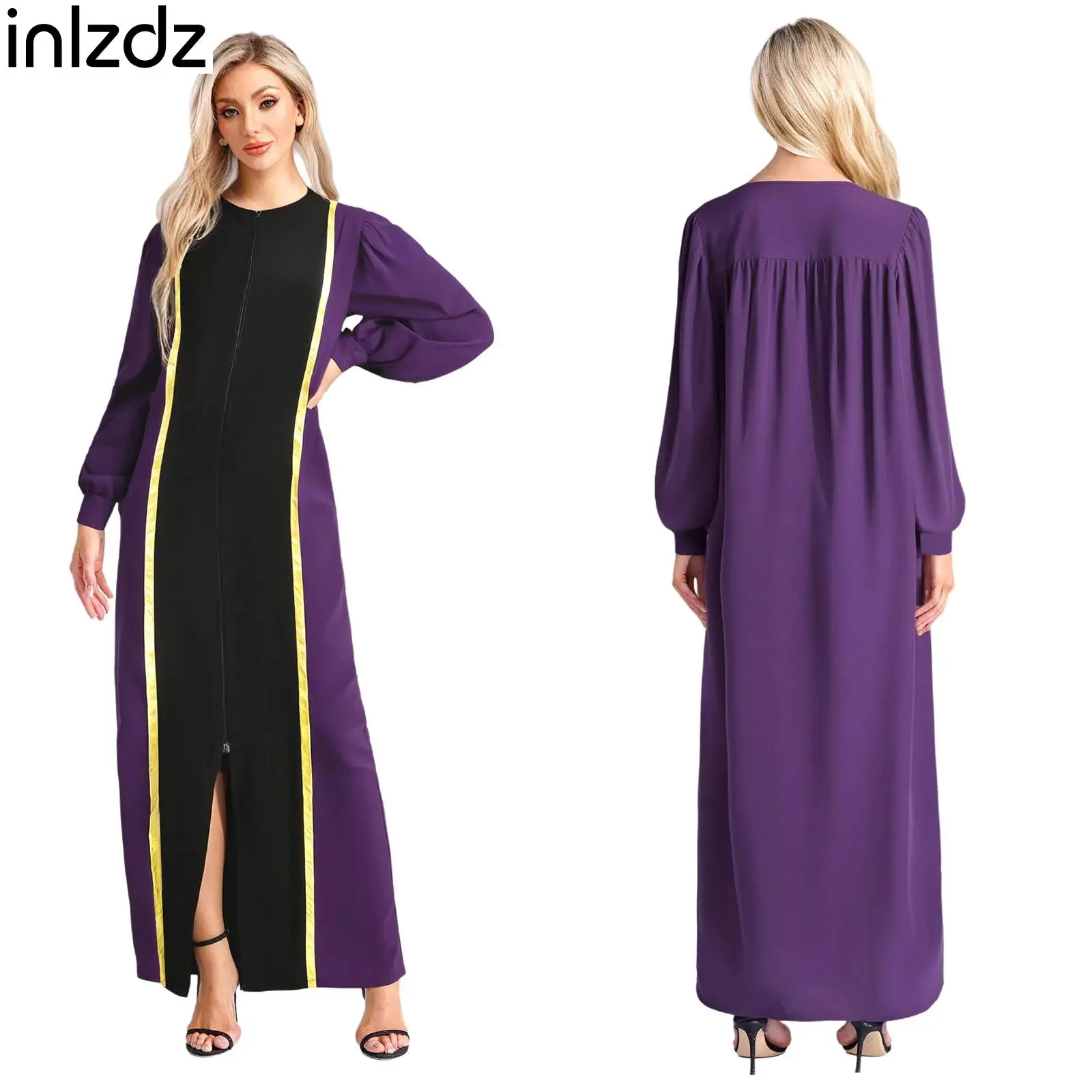 

Unisex Womens Mens Choir Cleric Robe Long Sleeve Contrast Color Cassock Vestments for Catholic Priest Halloween Cosplay Party