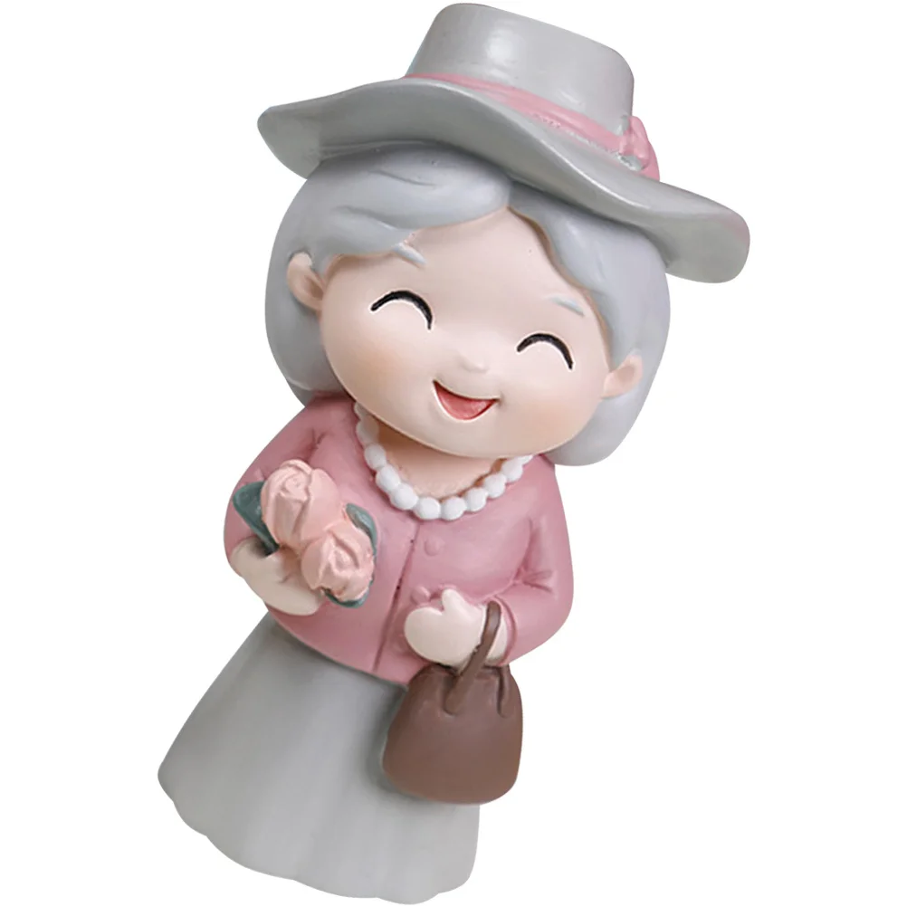 

Resin Cartoon Elderly Figure Decoration Travel Miniature for Cake Car Desktop Figure Decor Ornament Cake Decor