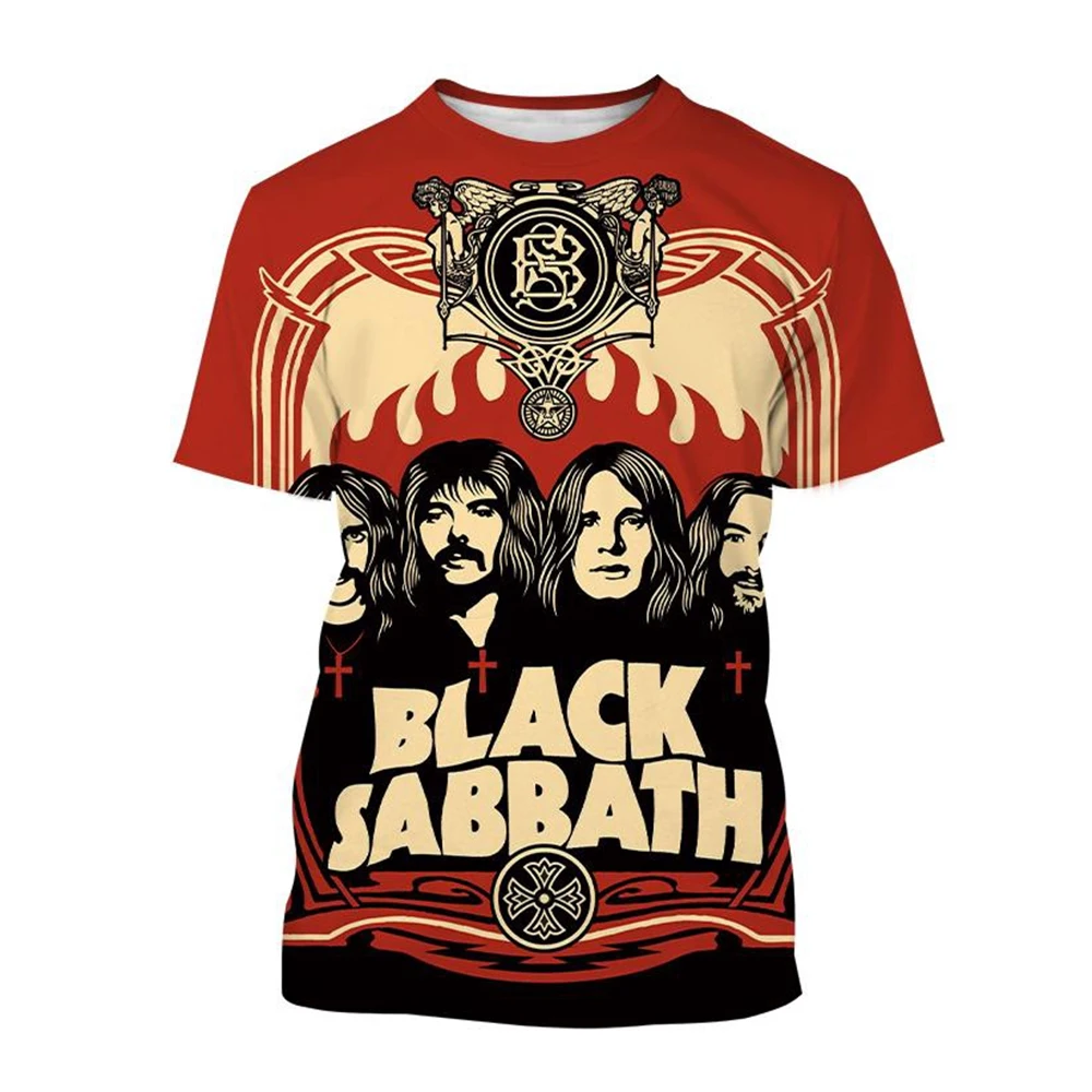 Casual Retro Men's T-shirt, Full Print Hooded Witch & Crows Graphic Casual Tee, Retro Doom Metal Rock Band Short Sleeve Top