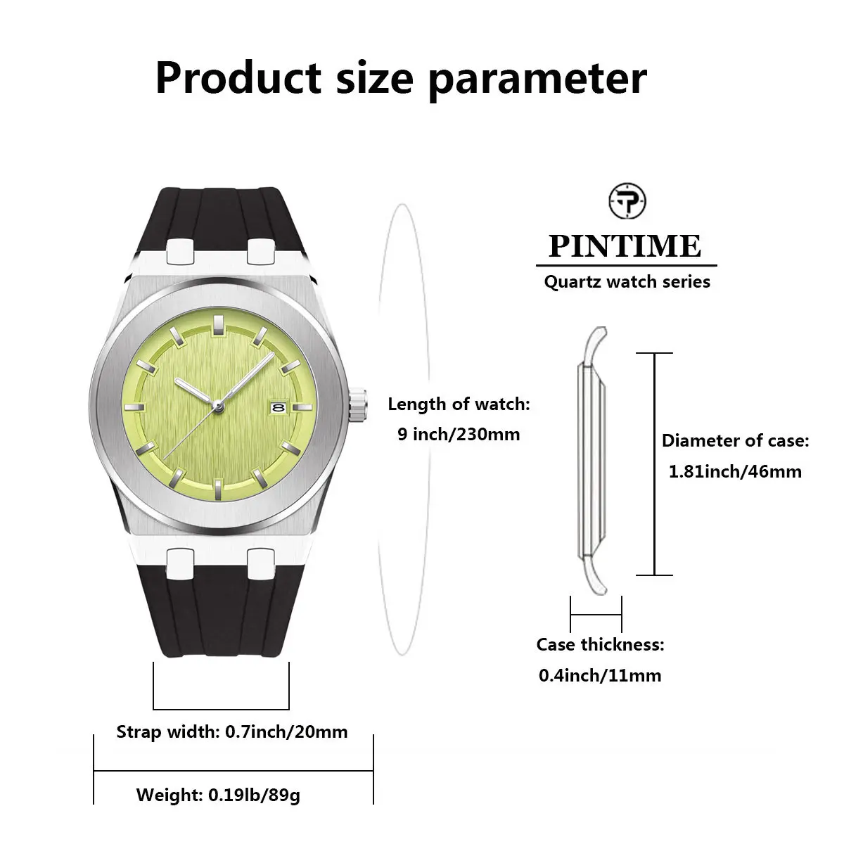 PINTIME Fashion Sport Men\'s Watches Ice Blue Yellow Silicone Strap Waterproof 30m Calendar Fashion Quartz Wristwatch Relogios