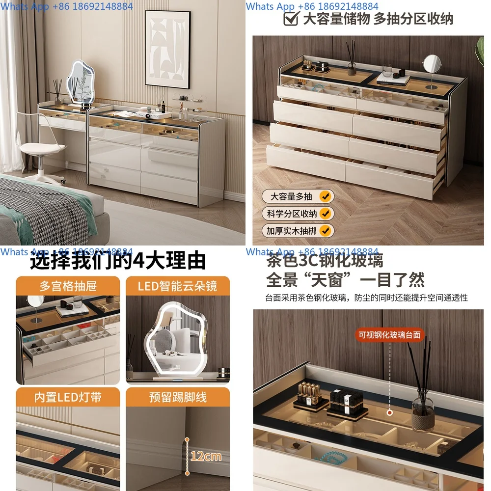 

Luxury Dressing Table with Storage Cabinet Modern Minimalist Wall Mounted Vanity Desk for Bedroom