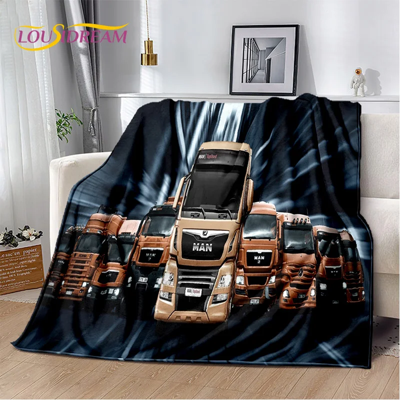 MAN Truck Lorry 3D Printing Soft Flannel Blankets,Throw Blanket Comfortable Blanket for Picnic Beds Sofa Home Bedroom Gifts kids