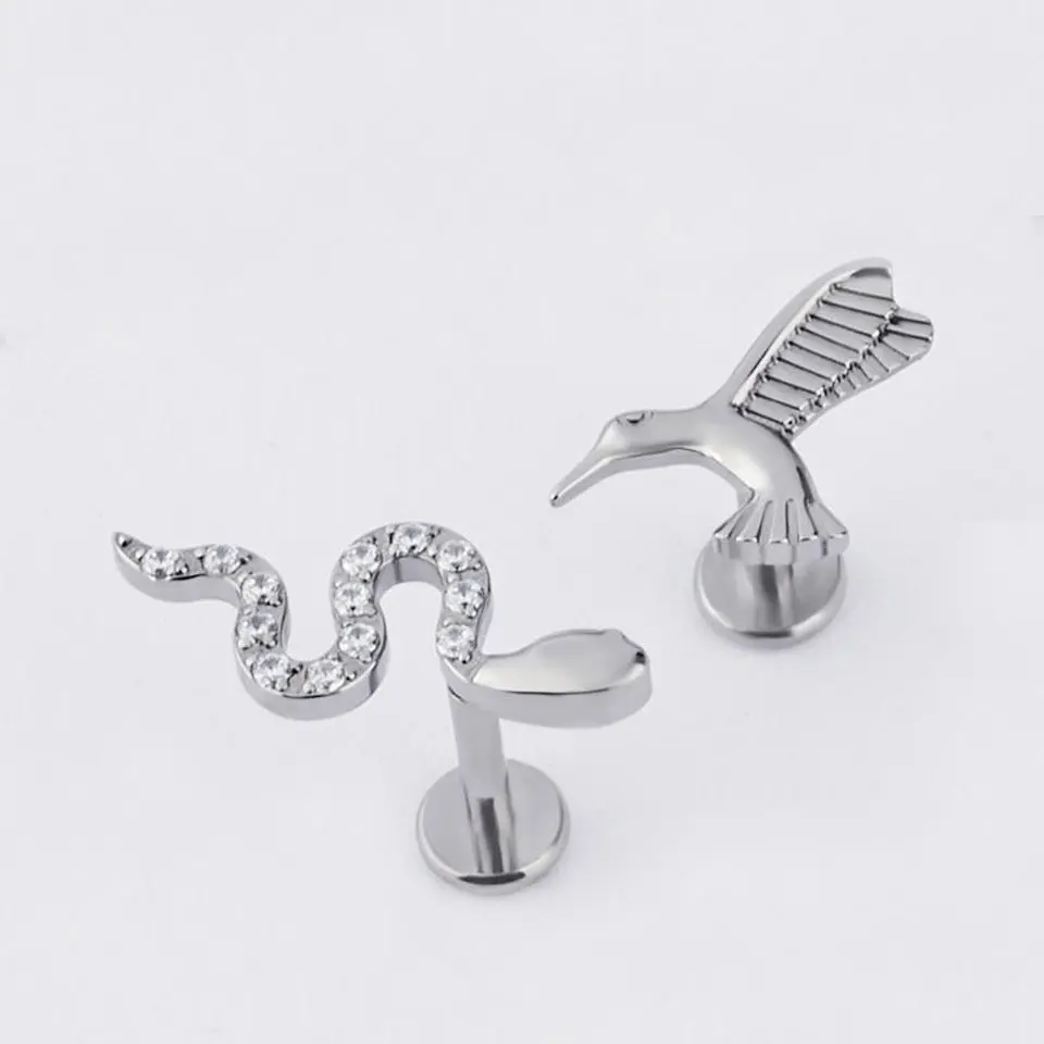 Luxury G23 ASTM F136 Titanium 16G Internally Threaded Piercing ear Cartilage Tragus Helix Nose Piercing Accessories