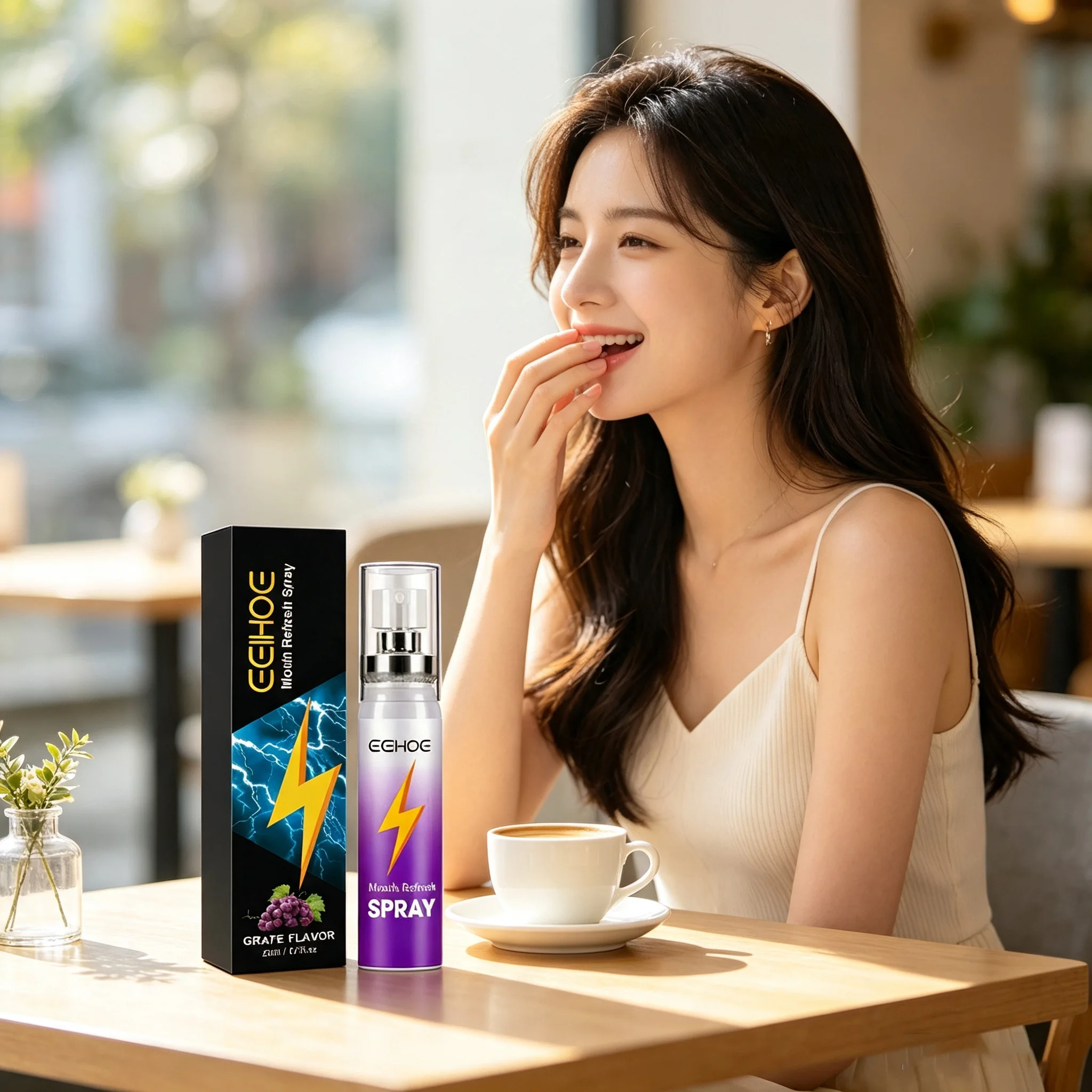 Freshening Oral Spray Remove Bad Breath Unpleasant Odor Long-Lasting Fresh Mouth Mild Non Irritating Grape Flavor Portable Spray