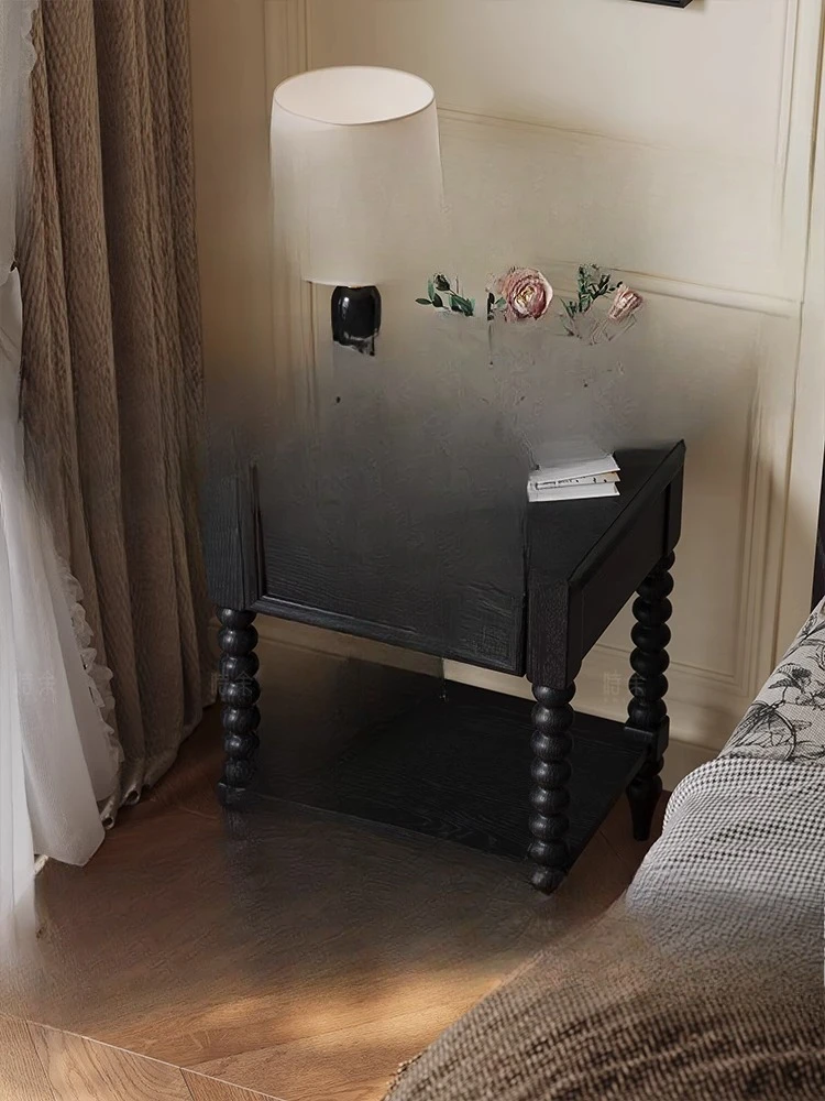 Comodino americano tutto in legno massello comodino retrò nero comodino medio antico piccolo armadietto francese