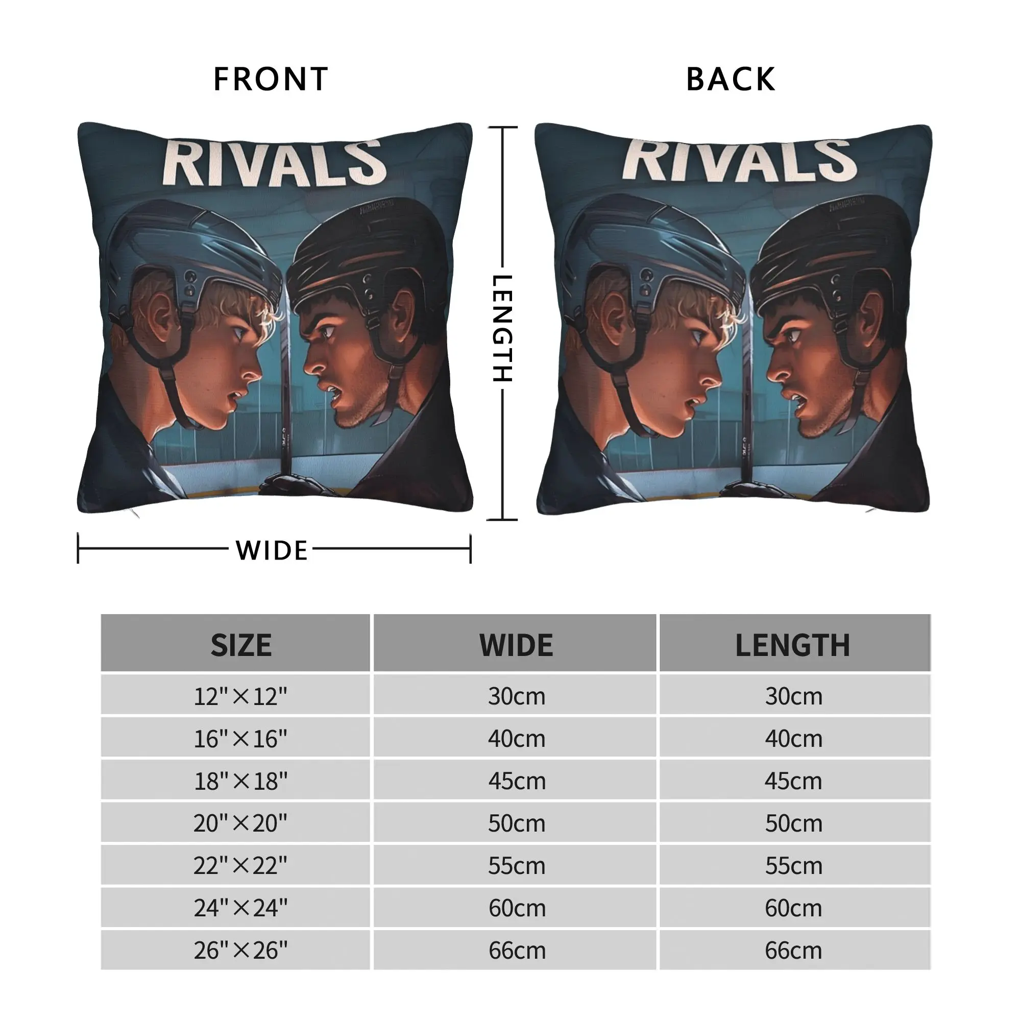 Heated Rivalry Pillowcase Printing Polyester Cushion Cover Decorations  Throw Pillow Case Cover Home Zippered 18"