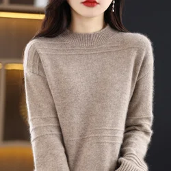 Autumn Winter New Women Wool Blend Sweater O-neck Geometric Pullover Fashion Soft Sweater Loose Casual Knit Base Tops