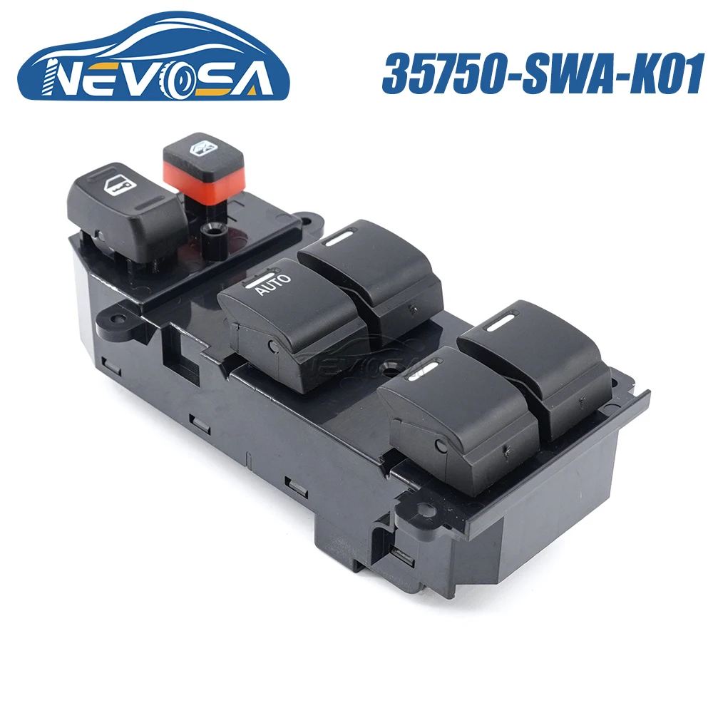 NEVOSA 35750-SWA-K01 For Honda CR-V 2007 08 2011 Car LHD Left Driver Side Window Switch Button 35750SWAK01 35760-SWA-J01 22 Pins