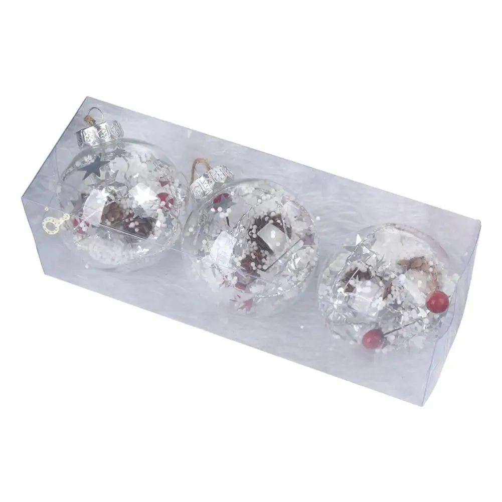 Durable Christmas Decorations Sequin Christmas Ball Ornaments Set for Holiday Home Decor 3pcs Xmas Tree Hanging for Store