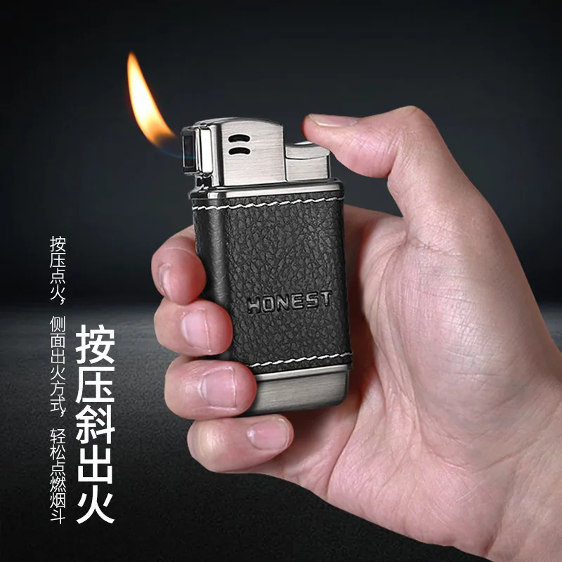 

Open Flame Lighter Metal Cigar Pocket Ignition Cigarette Kitchen Inflatable Lighters Cigarette Smoker Gift Ignition（NO GAS)