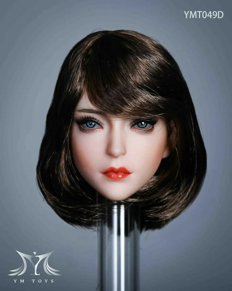 

In Stock 1/6 YMTOYS YMT049 Asia Girl Makeup Head Sculpt Black/Brown Hair Fit 12'' Female PH Action Figure
