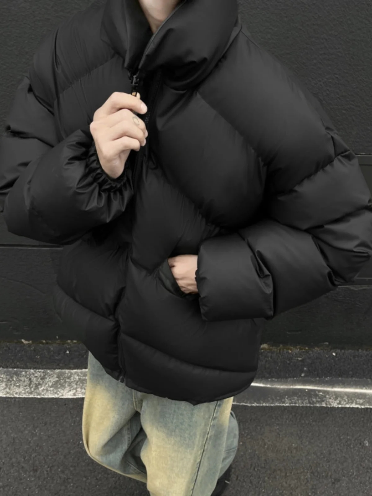 

Мужская утепленная куртка из искусственной кожи, плотная зимняя хлопковая куртка, черная, свободного кроя, повседневная, модная