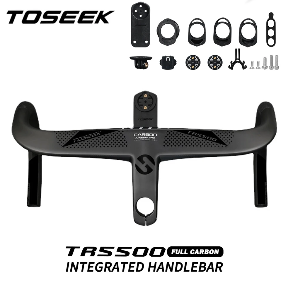 

TOSEEK Full Carbon Road Bike Handlebar Hidden Line Integrated Handlebar 360/380/400/420/440mm Carbon Gravel Bicycle Drop Bar