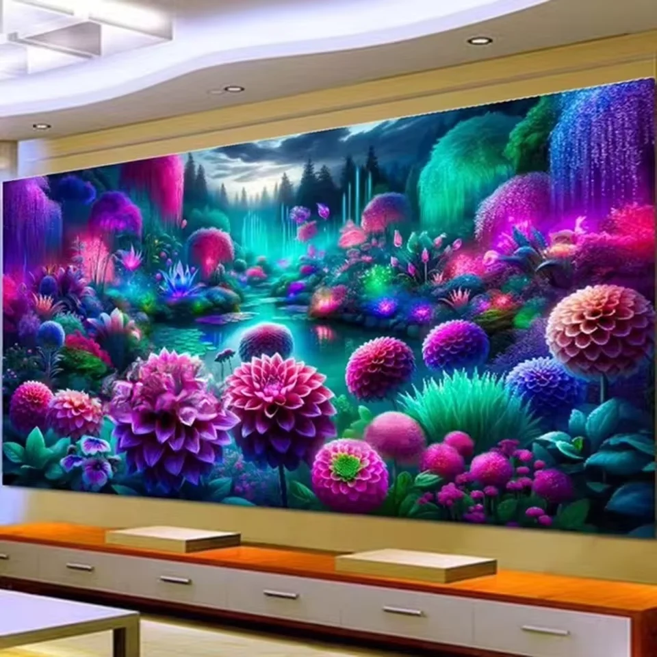 

Large Art Magical Garden Colorful Purple Flowers Diy Diamond Painting New 2025 Full Round Square Diamond Mosaic Embroidery