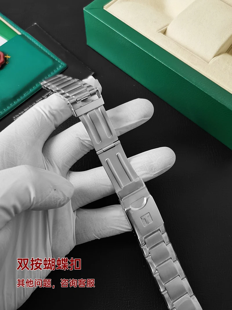 FUYIJIA Male Custom T-iss-ot T095 Original Watchbands 19MM Curved Interface 316L Stainless Steel Strap Safety Buckle Bracelet