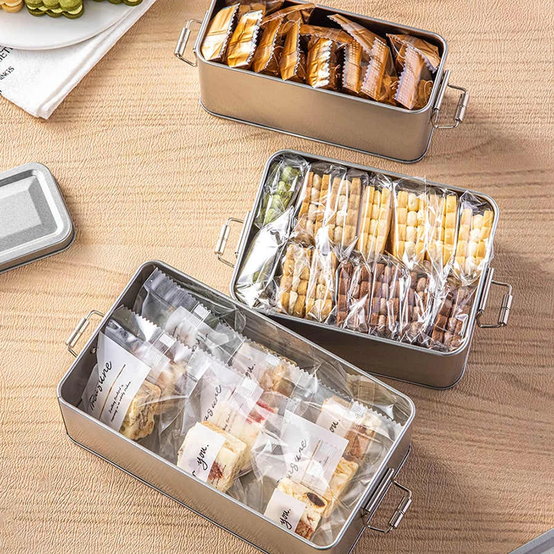 صندوق علب كوكي مستطيل الشكل مع غطاء مقاوم للغبار للمنزل والمطبخ وسطح المكتب لتخزين الحلوى والقهوة والشاي والمجوهرات والشوكولاتة #4