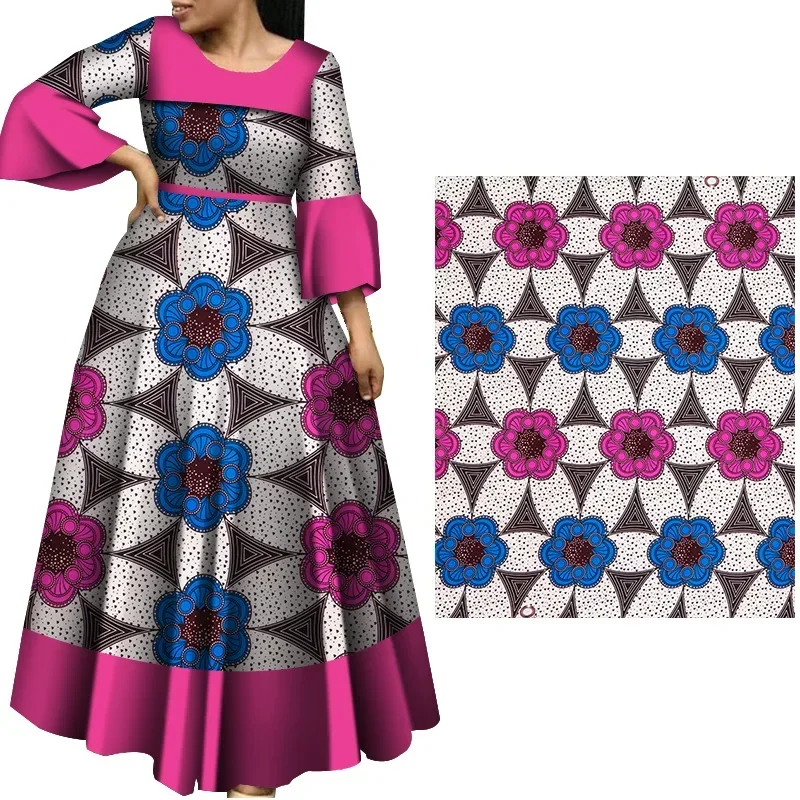 

African Ankara Wax Printed Fabric Polyester Batik Patchwork Material Vibrant Colorful Cloth for DIY Sewing Craft Dressmaking