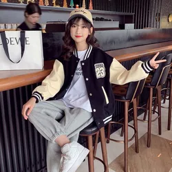 Autumn Baseball Uniform Teen Boys Girls Jacket Children Fashion Sports Coat Spring Kids Letter Print New Fashion Clothes 3-14 Y