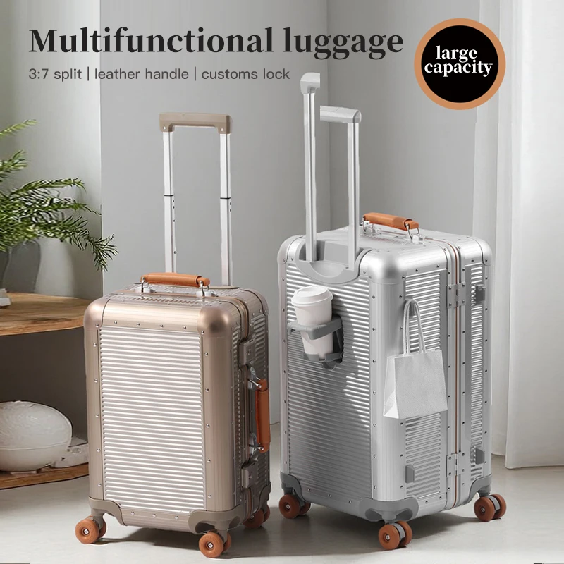Alloy Aluminum Corner Protection Anti-Collision 28-Inch Vintage Aluminum Frame Luggage with 24 Pure PC Wheels