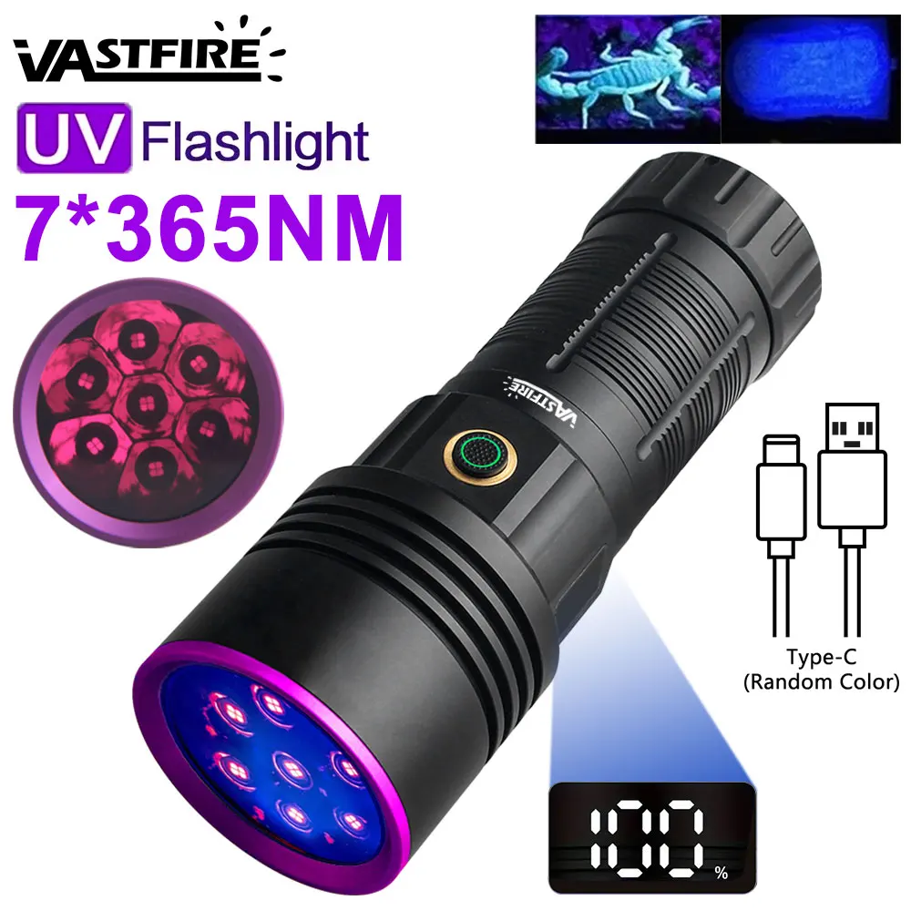 365nm Black Light UV Flashlight High Power 28LED 140W 365nm UV Flashlight Fluorescence Detection Black Light