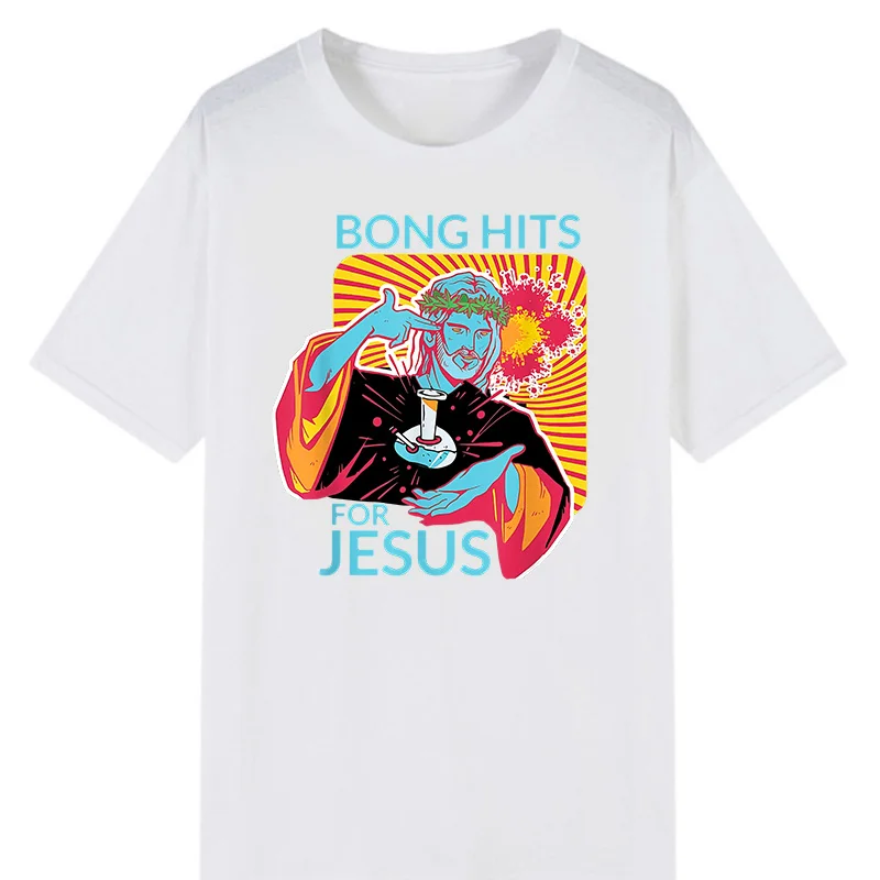 Bong Hits for Jesus Thc Marijuana Stoner Novelty Funny Graphic Tshirts Women Men Summer Short-sleev Tops Ropa Hombre Camisetas