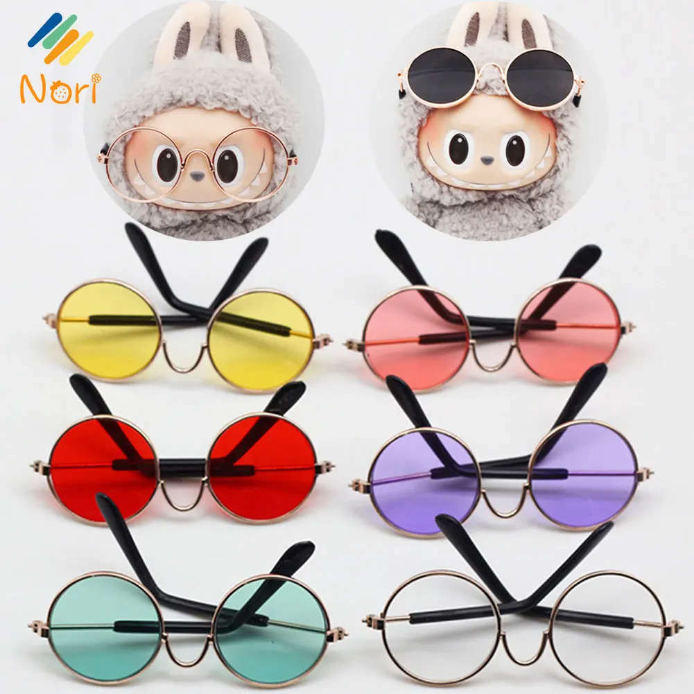 Nori-gafas de sol redondas con marco de 7-8cm, gafas de sol multicolores para muñecas Labubu BJD de 17cm, accesorios de juguete