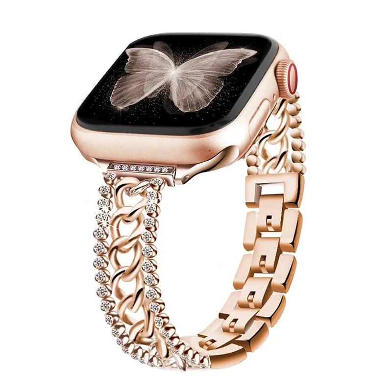 

Chain Diamond Band for Apple Watch 49mm 45mm 42mm 44mm 38mm 40mm 41mm Rhinestone Loop Strap for iWatch Series 8/7/6/5/4/3/2/1/SE