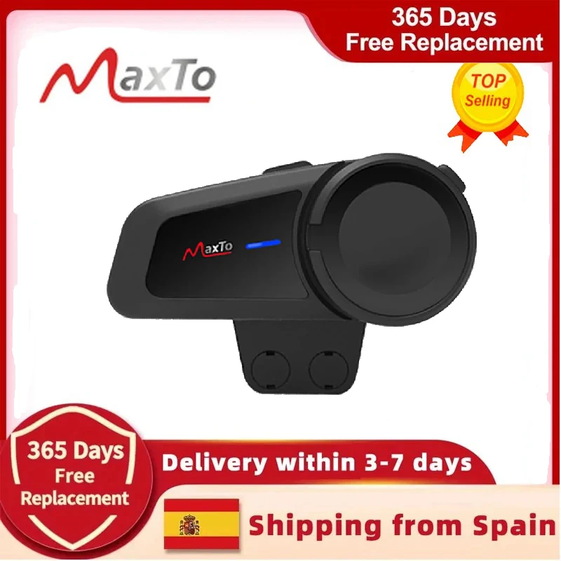 Maxto M2 Motorcycle Helmet Intercom Bluetooth 5.0 Waterproof 6 Riders Distance 1000 Meters FM MP3 Universal Pairing Function