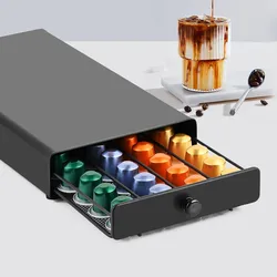 Coffee Capsules Drawer Organizer Practical Coffee Pod Holder Rack Storage Drawer for 40pcs Nespresso Shelves Box Organizer