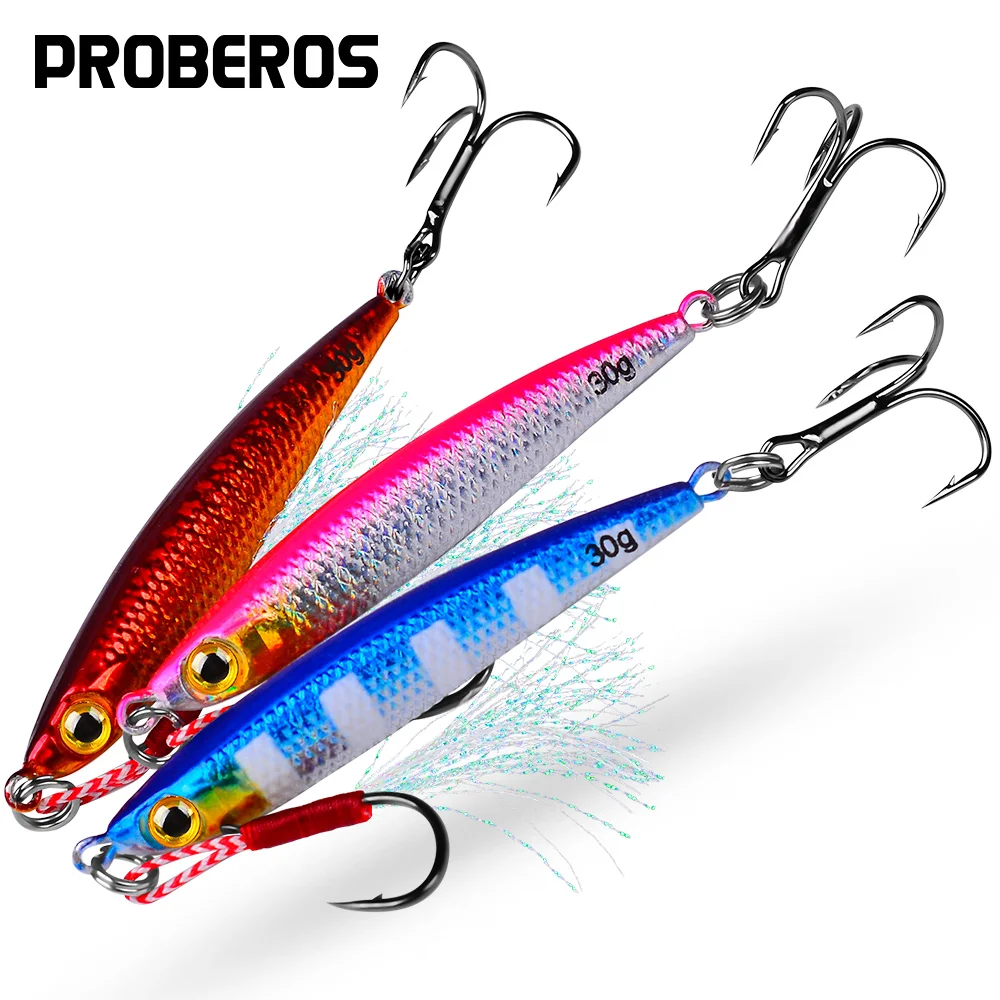 PROBEROS Juego de señuelos tipo anzuelo de agua salada premium de 5 piezas, acción lenta realista, pesas duraderas y versátiles (7 g, 10 g, 15 g, 20 g, 30 g), equipo de pesca