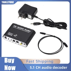 TABLLYUGE AC3 Audio Digital to Analog 5.1 Channel Stereo DAC Converter Optical SPDIF Coaxial AUX 3.5Mm to 6RCA Decoder Amplifier