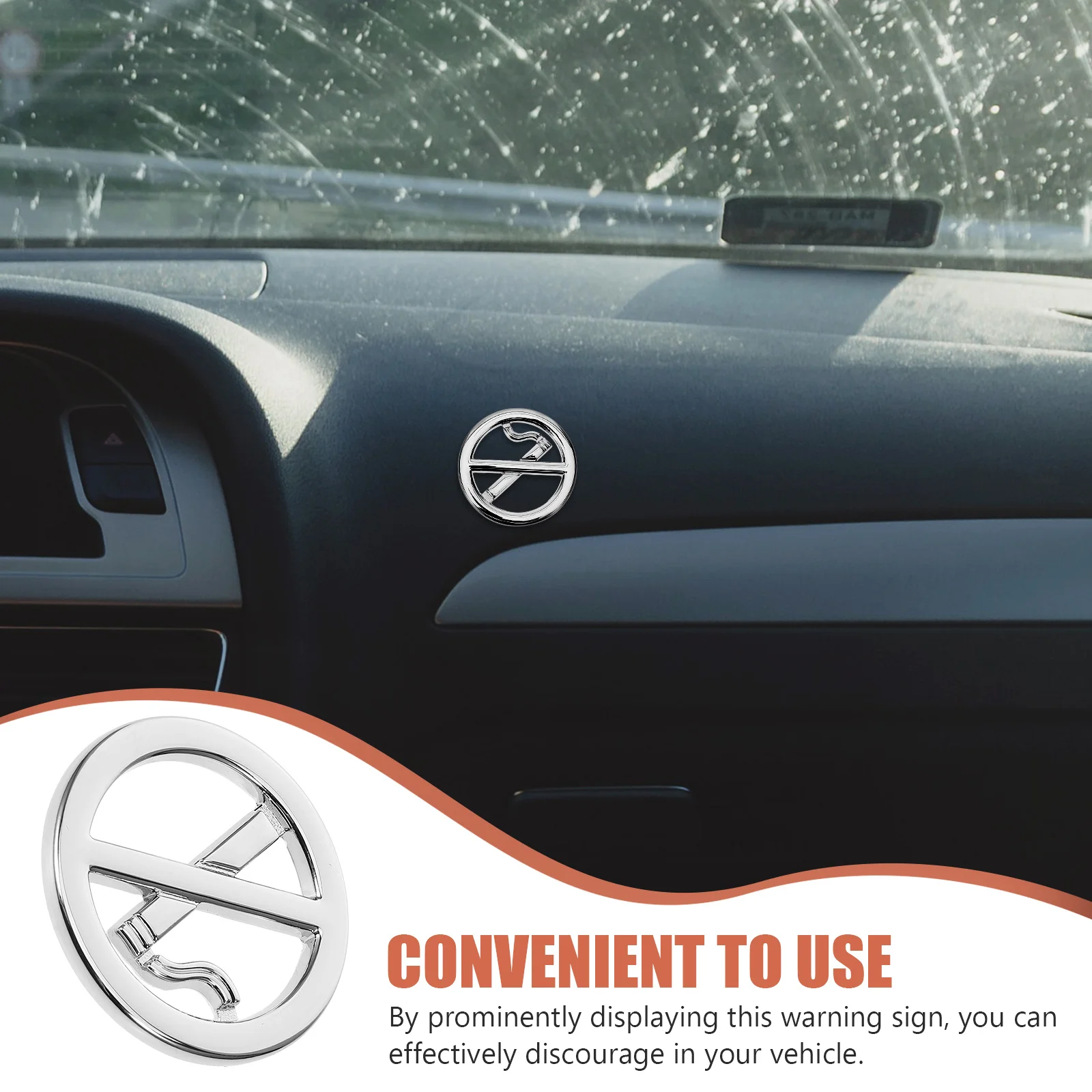 No Smoking Metal Sticker 3D Vehicle Warning Durable Adhesive Sign Car Decal Discourage Smoking Decals for Vehicles