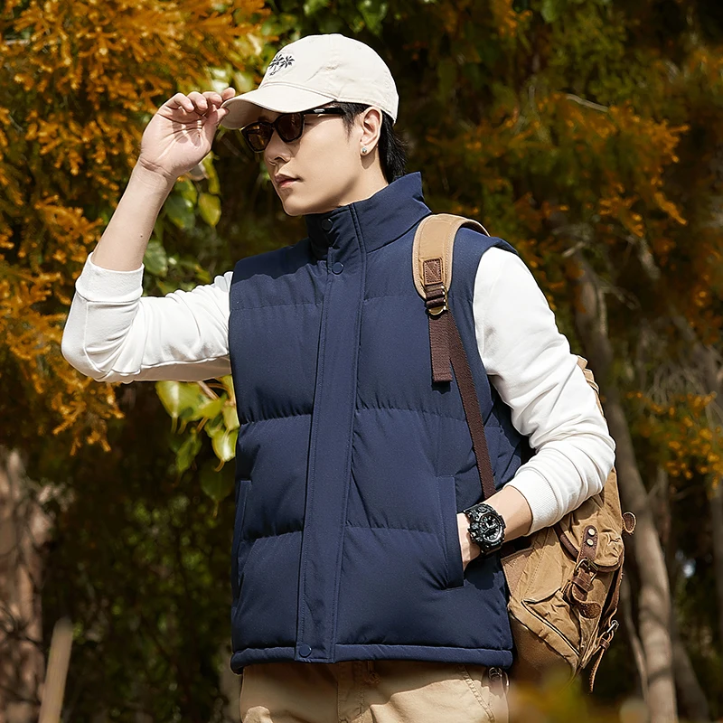 

New Puffer Sleeveless Coats Mens Solid Color Couple's Casual Winter Warm Vest Jacket Men Waistcoat Outwear Windbreaker Clothing