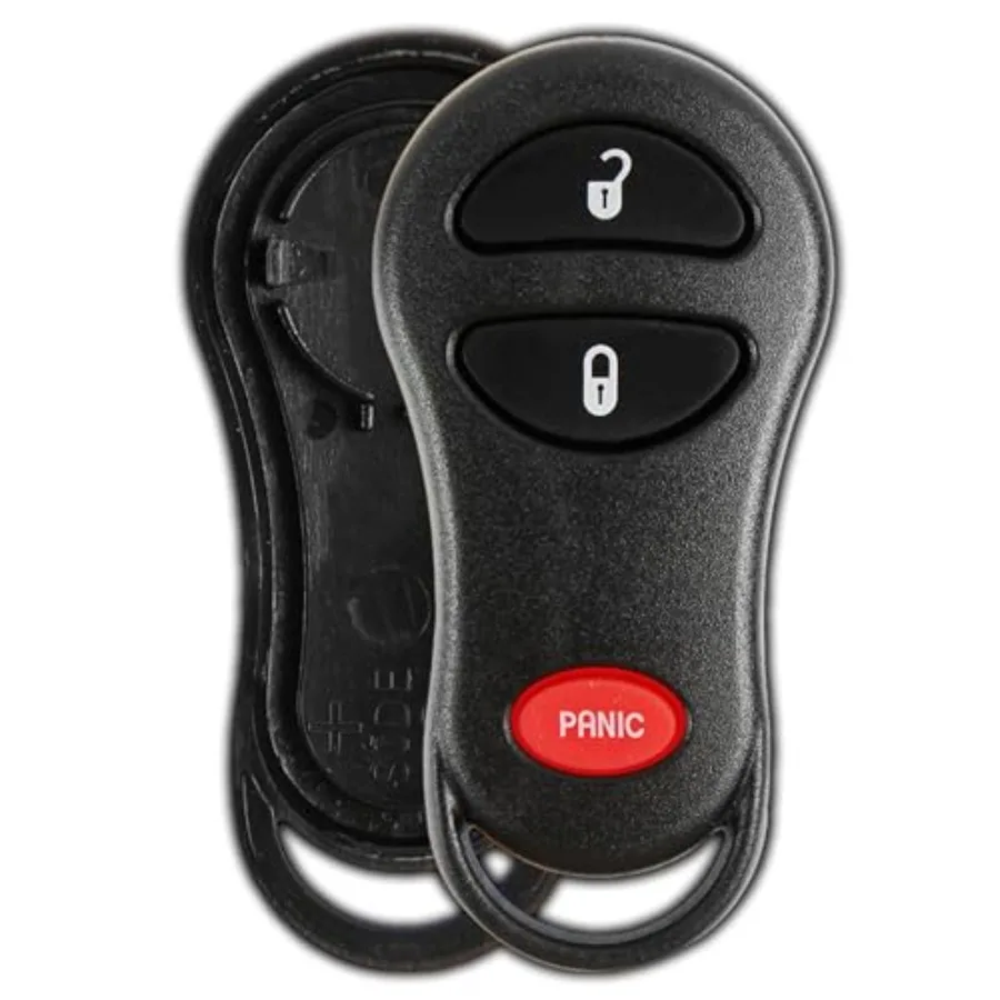 

Key Fob Cover Case Replacement for 1999 2000 2001 2002 2003 2004 2005 Chrysler Caravan Dodge Ram Jeep Cherokee Remote Shell, 3-
