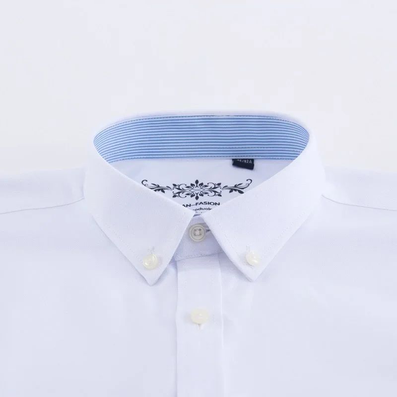 Camisa Oxford lisa de manga larga para hombre, camisa con un solo bolsillo de parche, informal, estándar, con cuello abotonado, 2023