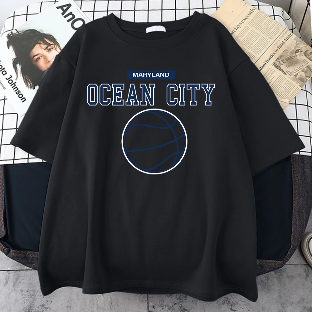 Maryl And Ocean City  Cotton Tee Shirt Summer Street All-Matchtshirt Hip Hop Individual Tshirt Casual Trend Fashionman Tee Top