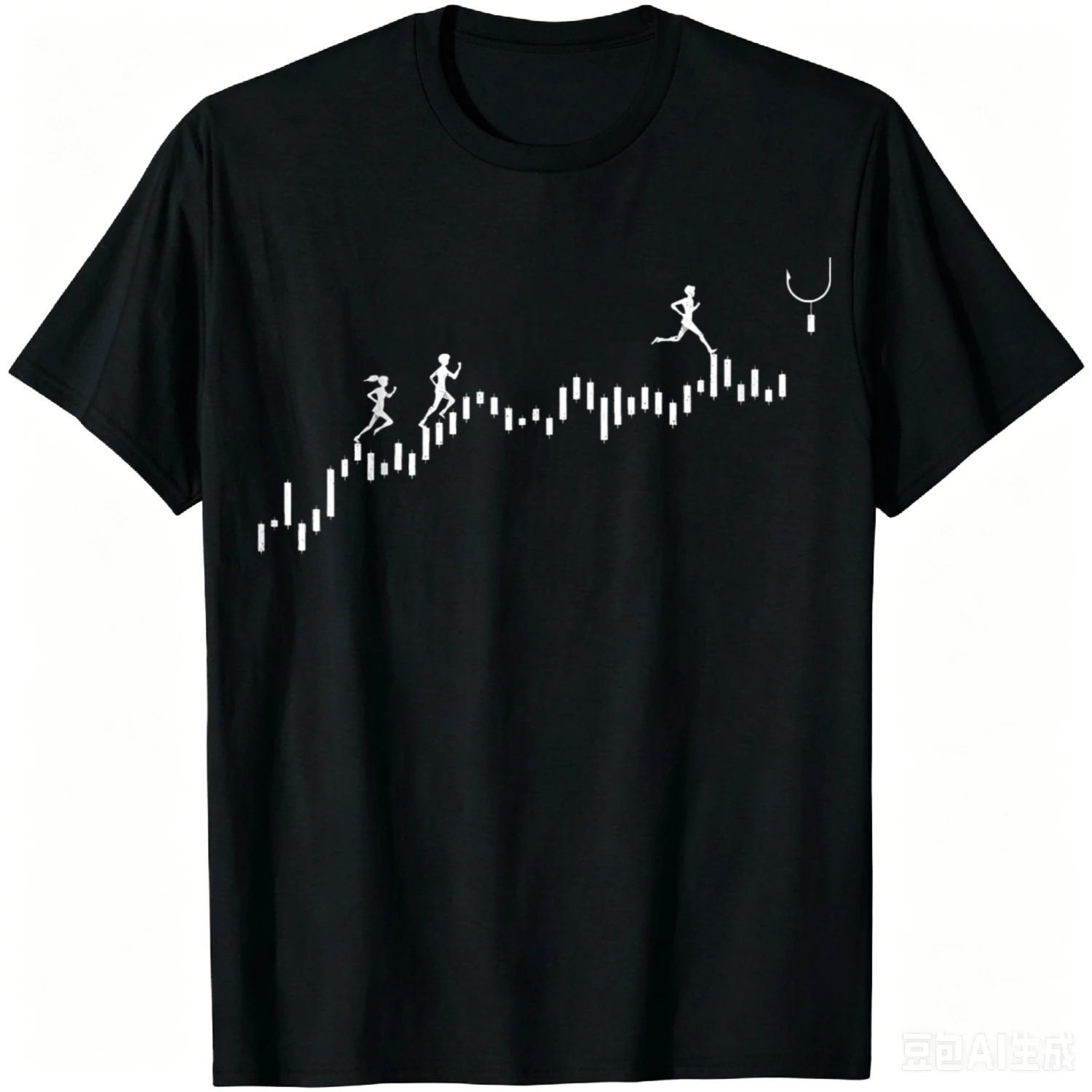 Running on Candlestick Graph Businessman Fishing Hook T-Shirt Cotton Summer Casual T Shirt Vintage Clothes Tops Ropa Hombre