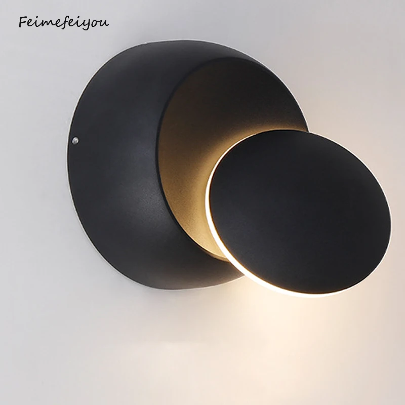 LED Wall Lamp 360 Degree Rotation Adjustable Interior Wall Light Bedside Wall Decoration Creative Modern Round Wall Sconce Lamps