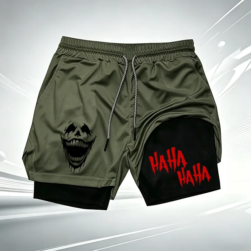 Herren-Sommer-GYM-Shorts mit 2-in-1-Kompressionsfutter, schnelltrocknend, atmungsaktiv, für Training, Workout, Laufen und Freizeit, WX273 – Detail 8