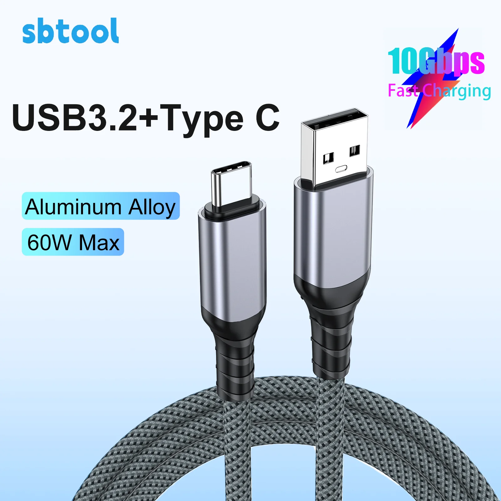 

0.5m 1m 3m 5m Usb3.2 10g Data Cable Gray A-To-C Data Transmission Type-C Cable Data Transmission 60W Fast Charging Cable