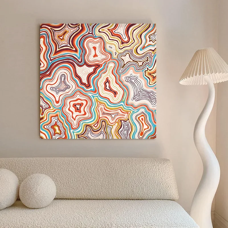 

Modern simple living room Nordic wabi-sabi wind pure hand-painted texture abstract art three-dimensional square falling decorati