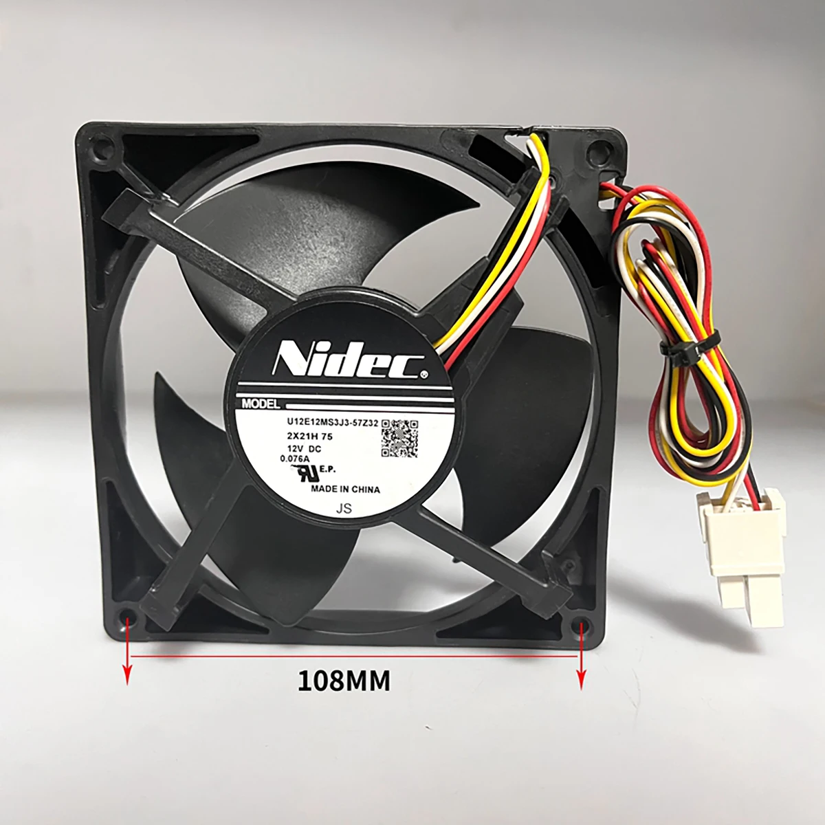 New NIDEC U12E12MS3J3-57Z32 12v 0.076A 4-wire refrigerator cooling fan