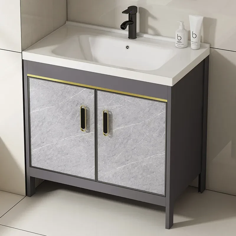 for Floor to Ceiling Bathroom Cabinet with Ceramic Integrated Wash Basin Space Aluminum Balcony Sink Pool Combo