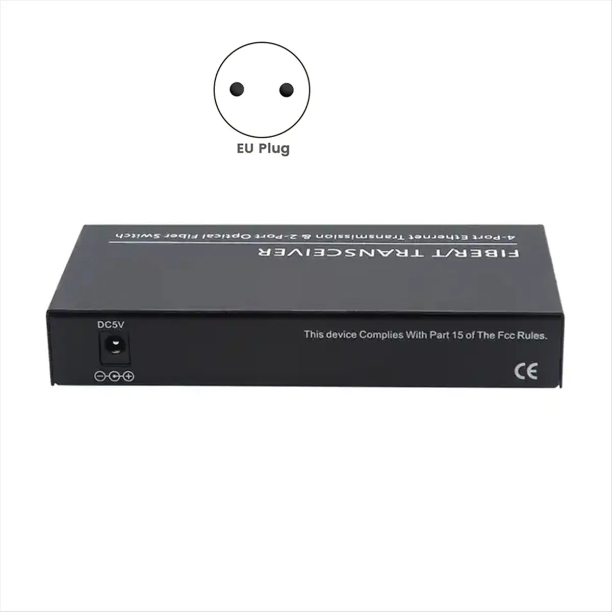 clinch Gigabit Ethernet Fiber Switch SC Singlemode 20KM 2 SC Fiber 4 RJ45 Port 100/1000M Fiber Optical Media Converter EU Plug