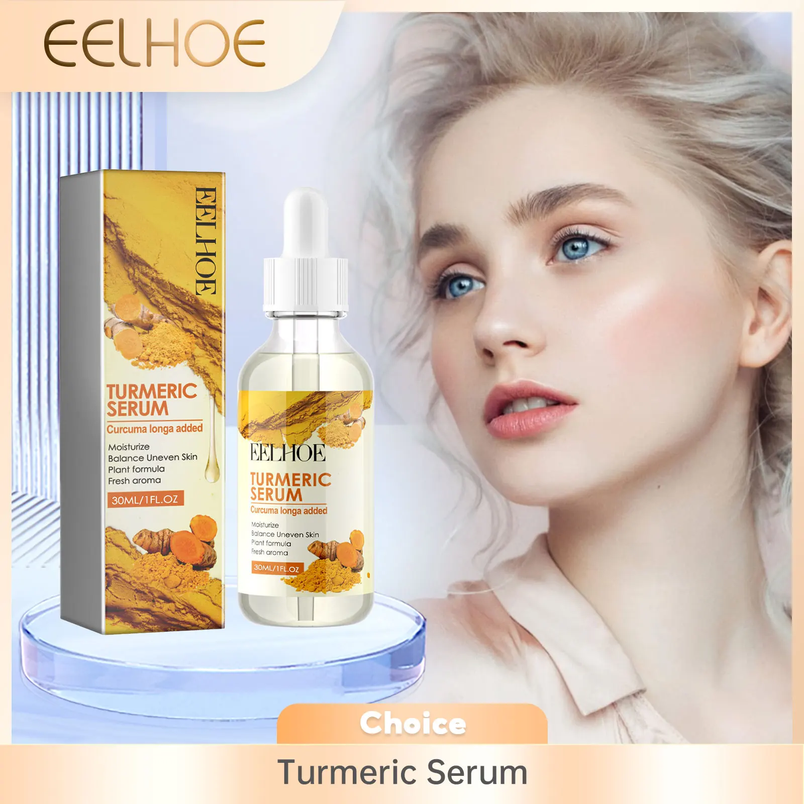 

EELHOE Turmeric Nourishing Serum Anti Wrinkle Dark Spot Lightening Pigment Melanin Remove Acne Treatment Facial Whitening Care