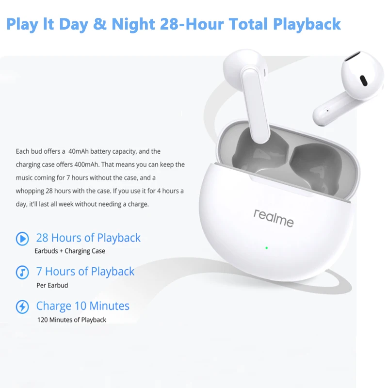 جديد Realme Buds T01 سماعة أذن لاسلكية حقيقية AI إلغاء الضوضاء TWS بلوتوث 5.4 IPX4 مقاوم للماء 28H عمر البطارية سماعة