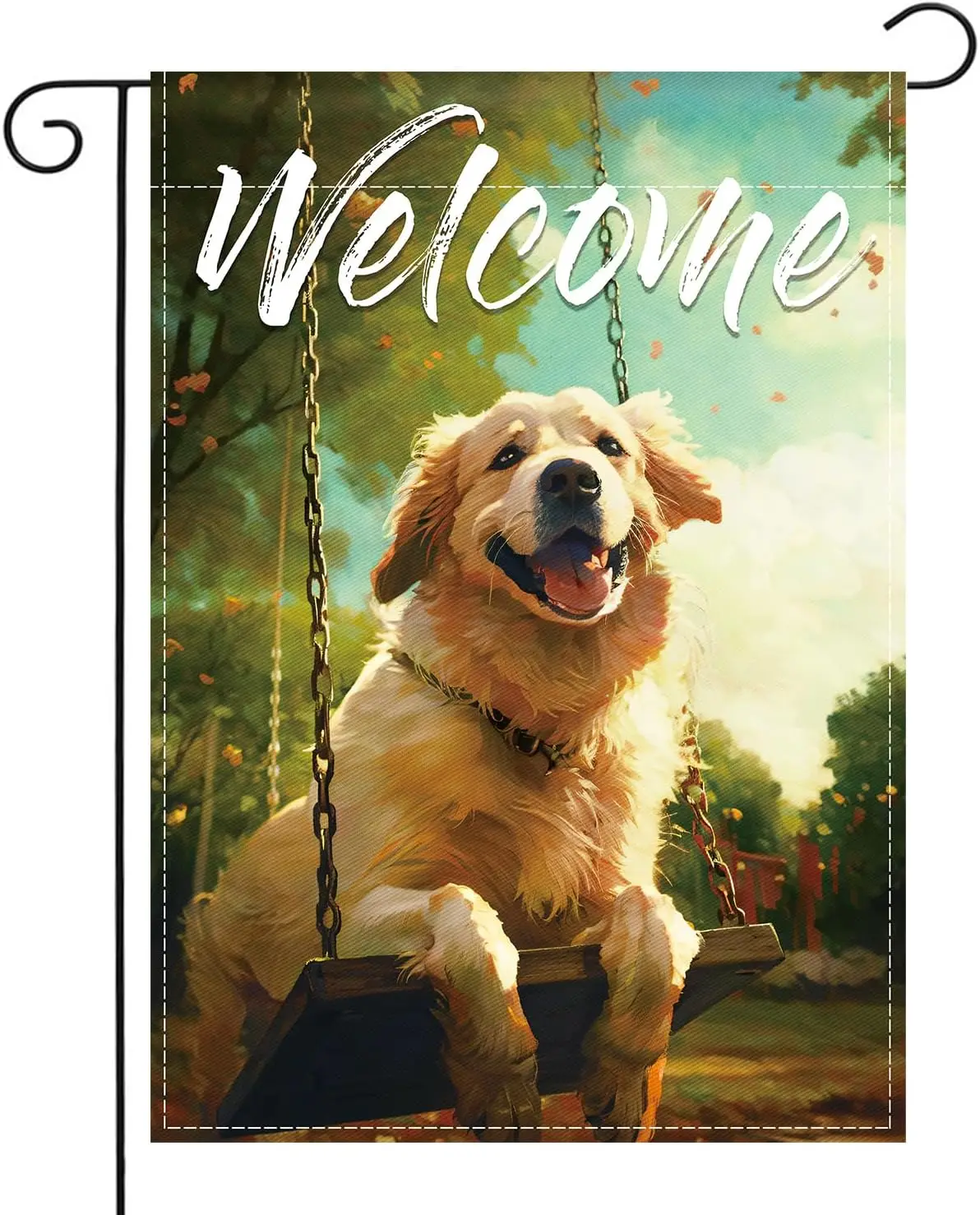 Welcome Dog Garden Flag 12x18 Inch Double Sided Swing Golden Retriever Spring Garden Yard Flags Outdoor House Decoration Pet GGO