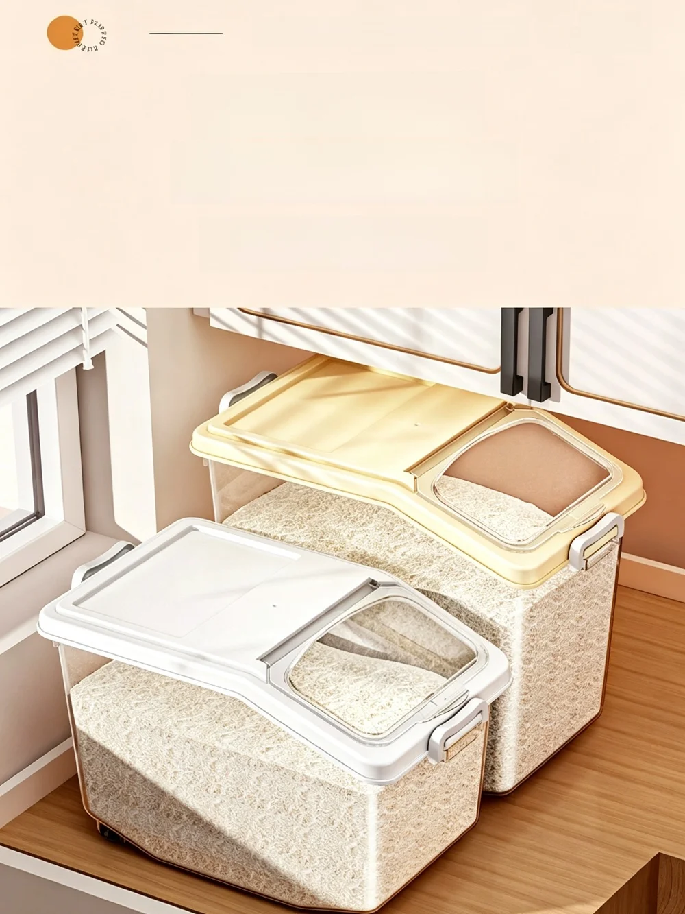 Food Grade Kitchen Storage Box Rice Barrel Grain Storage Container Flour Rice Box Nordic Style Plastic Body Kitchen Storage