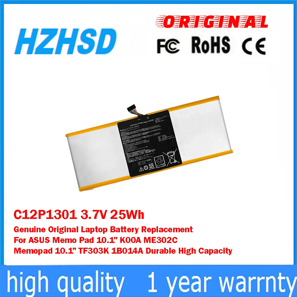 

C12P1301 3.7V 25Wh Genuine Original Laptop Battery Replacement For ASUS Memo Pad 10.1" K00A ME302C Memopad 10.1" TF303K 1B014A
