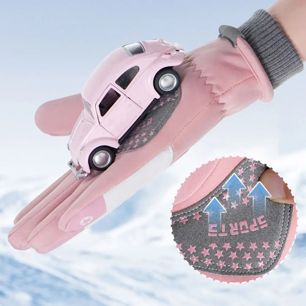 À prova de vento antiderrapante luvas de inverno dedo cheio engrossar ciclismo equitação luvas quentes mais veludo luvas de bicicleta para meninos meninas